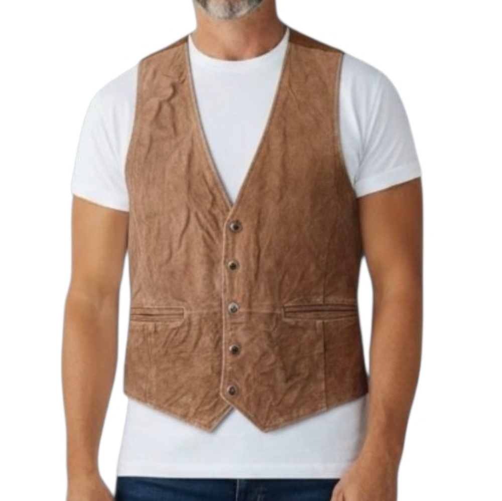 Vintage Colebrook & Co. Brown Suede Western Leather Vest L